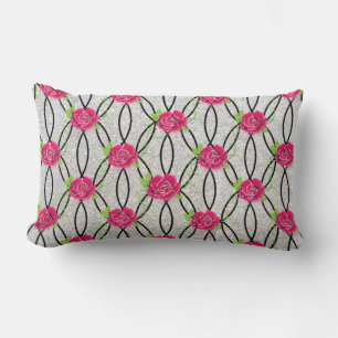 Coussin Rectangle Zig Zag Motif, fleur