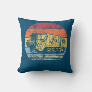 Coussin Recycling Trash Garbage Truck Sunset Old School
