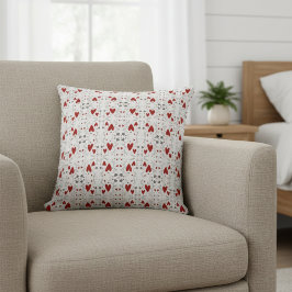 Coussin Red and Black Retro Hand Drawn Hearts Love 