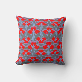 Coussin Red Bellflower Throw Pillow | One Owl Artist
