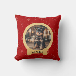 Coussin Red Christmas Dog Name Holiday Keepsake