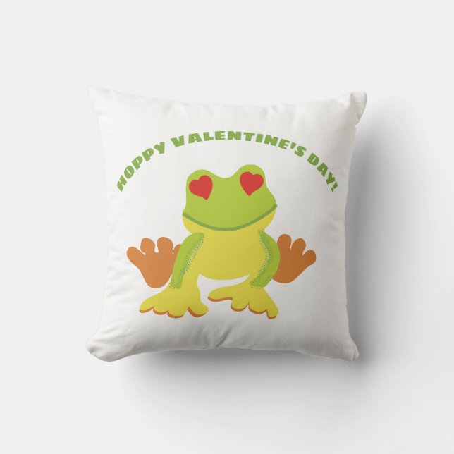 Coussin Red Eyed Tree Frog Hoppy Valentine's Day (Recto)