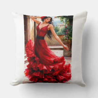 Coussin Red Flamenco Elegance - Spanish Beauty Art