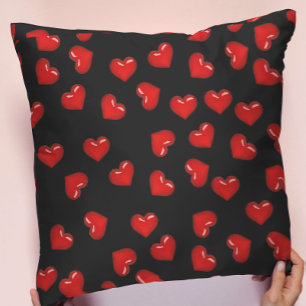 Coussin Red Hearts motif sur Black jolie romance