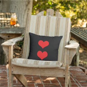 Coussin Red Hearts Valentine's Day Black Custom Color Cade