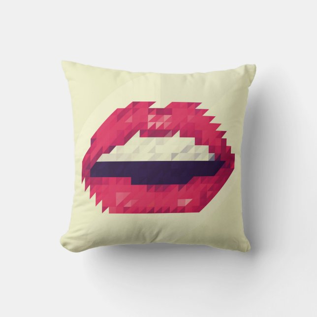 Coussin Red lips made of small triangles, pixelshipster,pi (Recto)