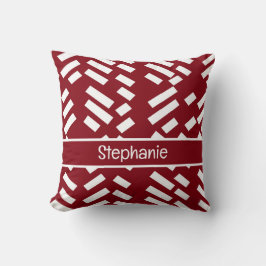 Coussin Red Minimalist Diagonal Striped Pattern With Name
