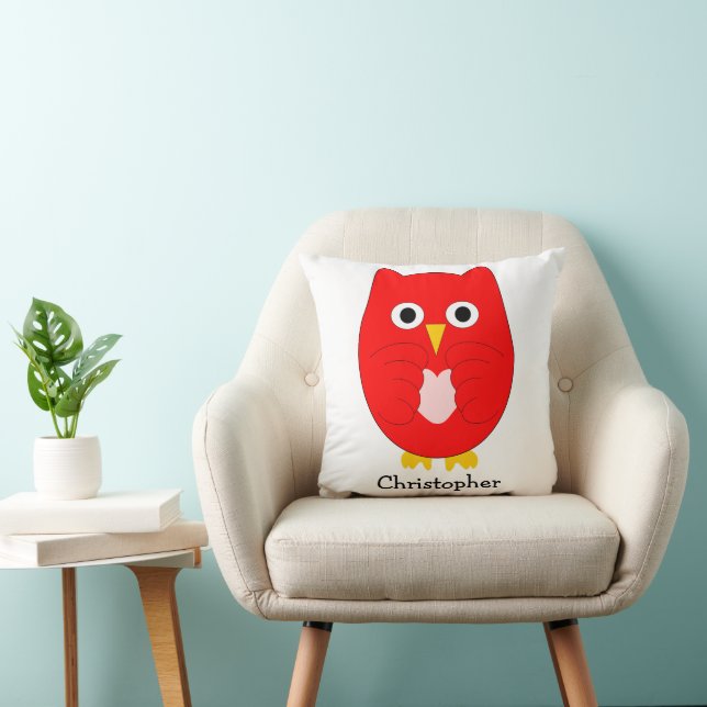 Coussin Red Owl Design Personalised (Chaise)