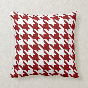 Coussin Red Pied De Poule Houndstooth blanc