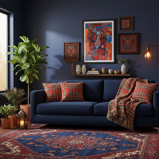 Coussin Red Plaid Throw Pillow (Créateur téléchargé)