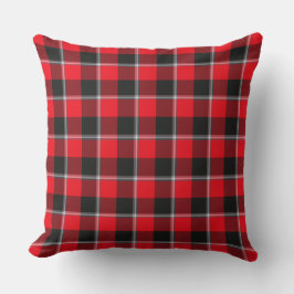 Coussin Red Ribbon and Heavy Metal Plaid Black