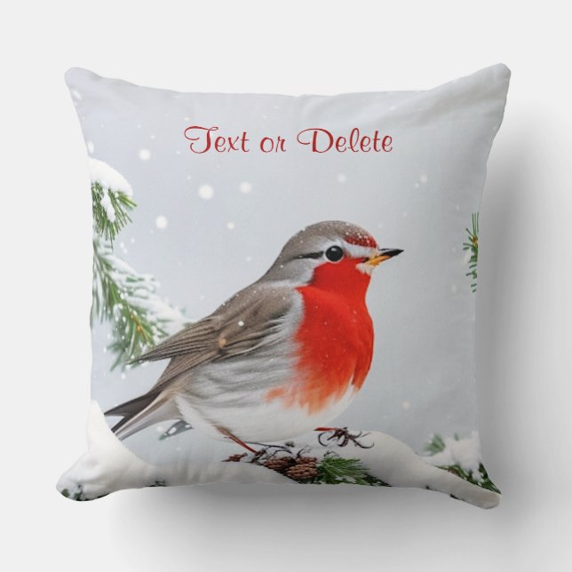 Coussin Red Robin Vacances Noël Jeu d'oreiller (Recto)