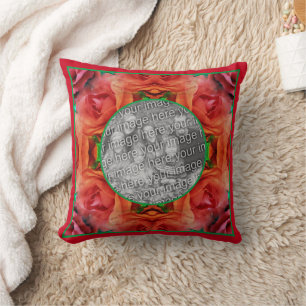 Coussin Red Rose Floral Nature Frame Ajouter Votre Photo