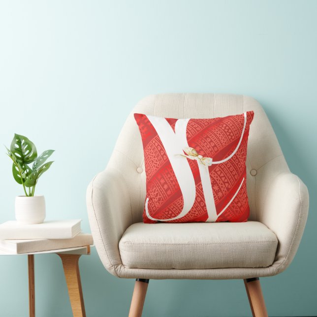 Coussin Red Scarf Gold Joie Typographie Noël (Chaise)