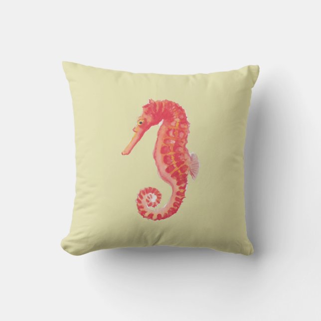Coussin Red Seahorse Beach House Jaune (Recto)