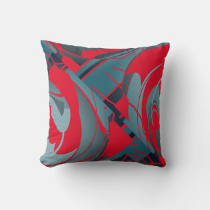 Coussin Red Slate Seafoam Lush Feuilles Art Abstrait Desig