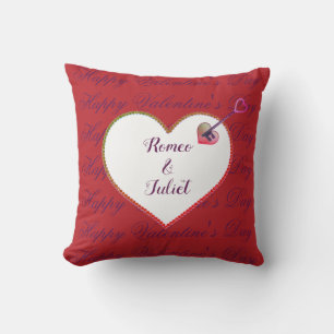 Coussin Red White Heart Couple Love Elégant Valentines Day