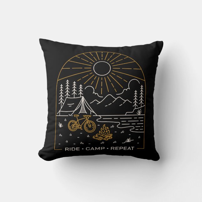 Coussin Refaire du camping à vélo (Recto)