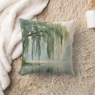 Coussin Reflet d'arbre de saule serein Art de la nature (9