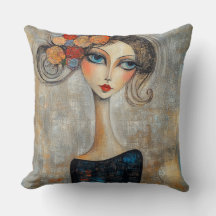 Regard Calme d'une Élégante Dame aux Yeux Bleus