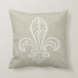 Coussin Regard de toile avec White Fleur de Lis Pillow