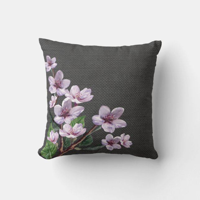 Coussin Regard de toile de jute de fleurs d'aquarelle de (Recto)