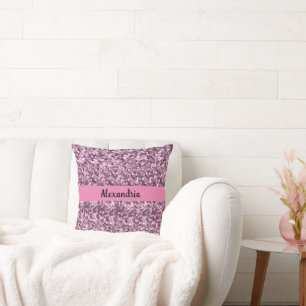 Coussin Regard Faux Pailleté Rose Féminin Personnalisé