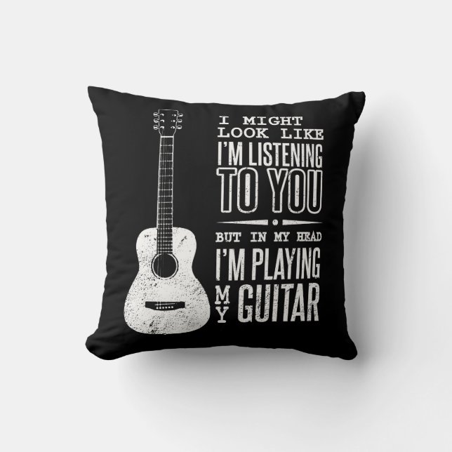 Coussin Regardez comme j'écoute vous guitare de musique (Recto)