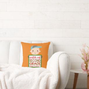 Coussin REGARDEZ DEUXIÈME GRADE ICI JE VIENS drôle mignon