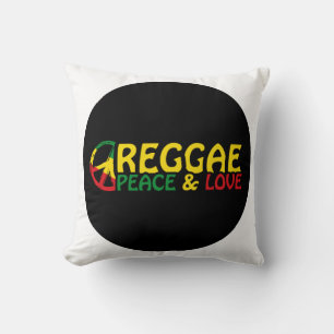 Coussin Reggae art avec des mots positifs Paix et Amour