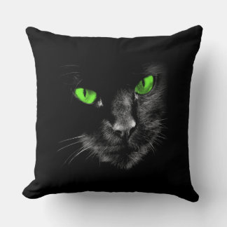 Coussin Règle de chats noirs - Yeux verts