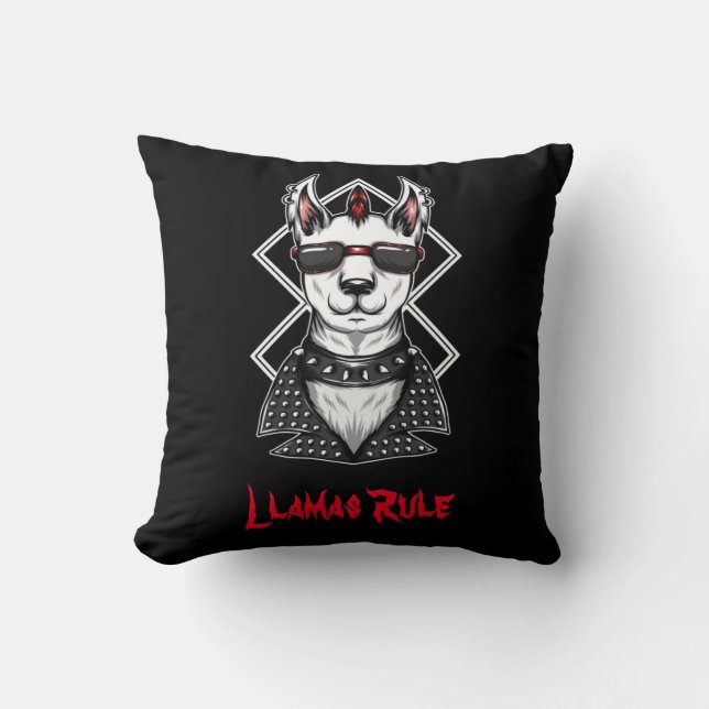 Coussin Règle des lamas de Punk Rock (Recto)
