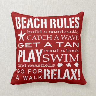 Coussin Règles de plage par le rouge audacieux de bord de