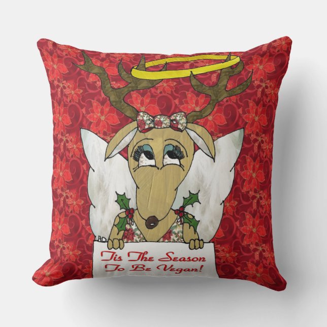 Coussin Reindeer Angel C'est la saison d'être Vegan (Recto)