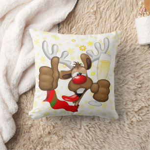 Coussin Reindeer Drunk Funny Caractère de Noël