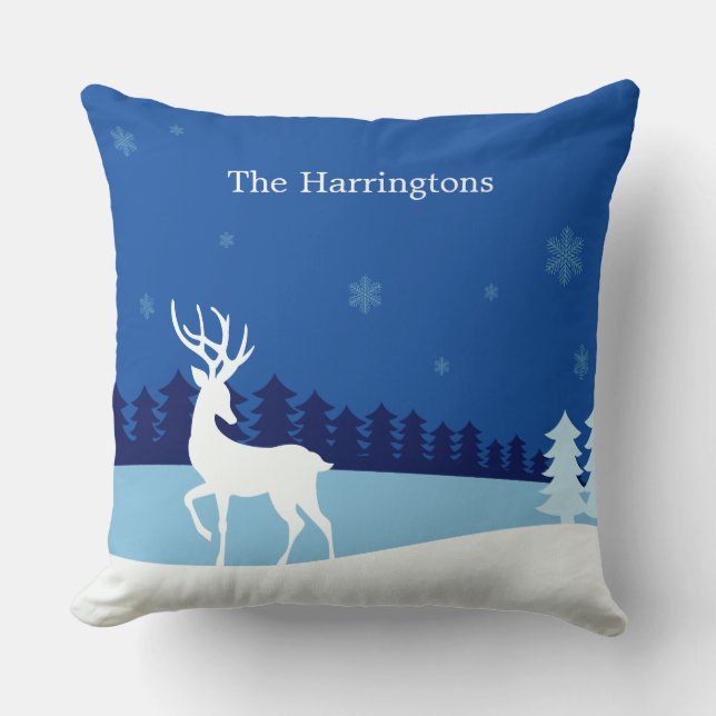 Coussin Reindeer Illustration personnalisée nom lancer des (Recto)