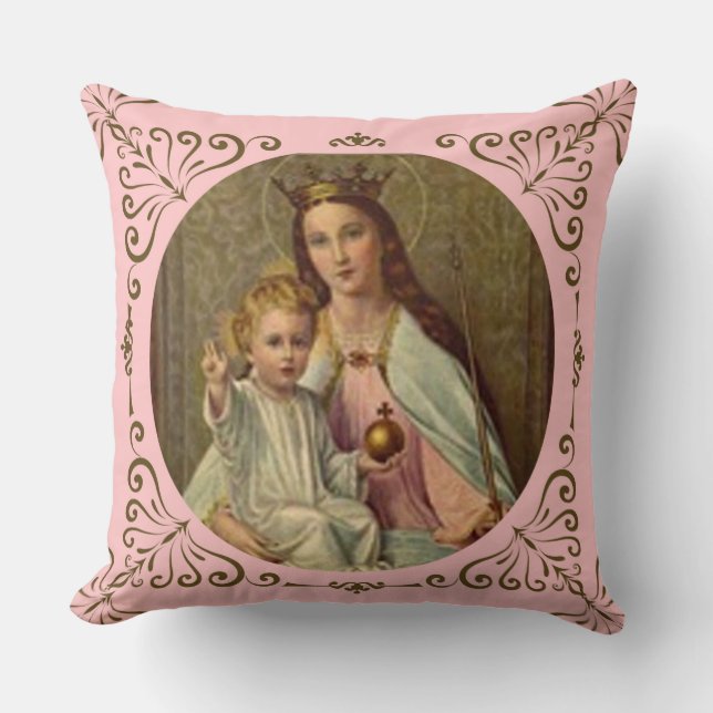 Coussin Reine couronnée de ciel Jésus infantile tenant le (Recto)