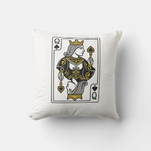 Coussin Reine des pique — Noir et Or