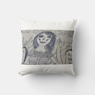 Coussin Reine squelette — Art de cimetière gothique Hallow