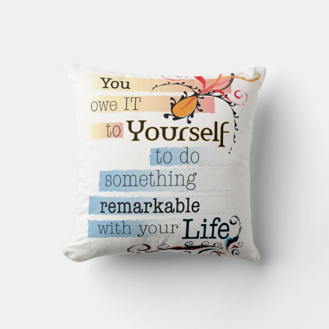 Coussin Remarquable LIFE Inspirational Citation illustrée (Recto)