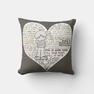Coussin Remplis ton cœur - Brun foncé