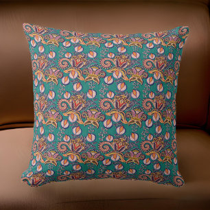 Coussin Renaissance Sarcelle Or Orange Médiéval