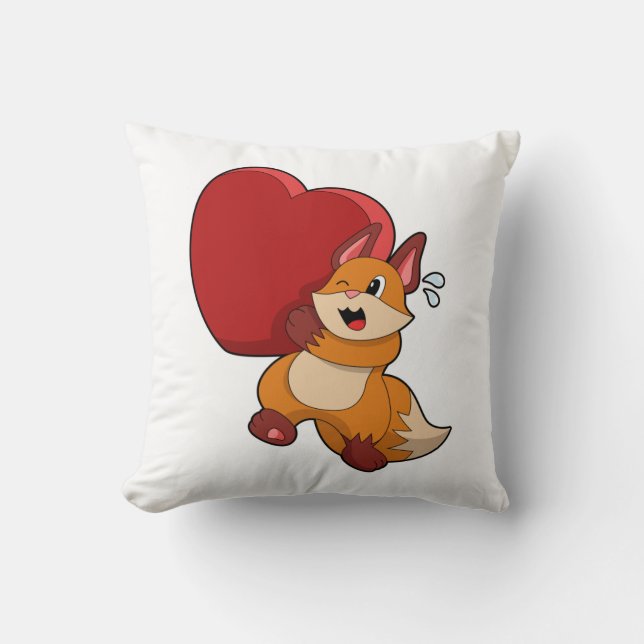 Coussin Renard à l'amour avec le coeur (Recto)