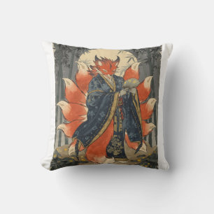 Coussin Renard à neuf queues Kitsune Art de la mythologi