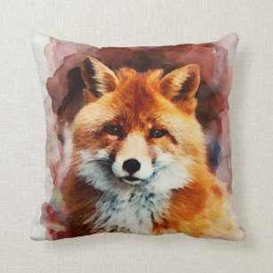 Coussin renard aquarelle