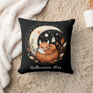 Coussin Renard couché personnalisé avec un joli fantôme
