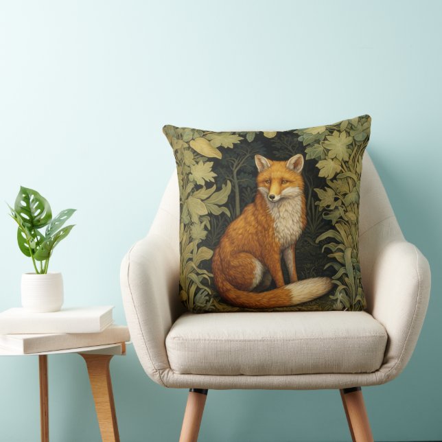 Coussin Renard dans la forêt, style Art nouveau (Chaise)