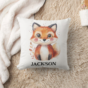 Coussin Renard d'automne Aquarelle Animal Automne Mignon N