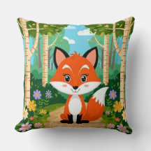 Renard de dessin animé mignon assis sur un chemin