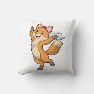 Coussin Renard en mariée avec voile et cœur